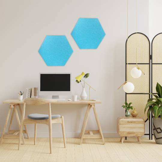 HEXAGON POLYESTER PINBOARD | 600x520mm | Lake Blue | 1pc